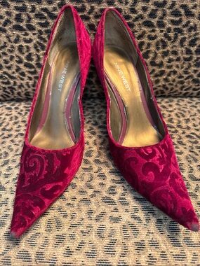 Nine West Burgundy Velvet Pointed-Toe 2 1/2” Pumps